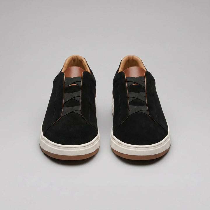 Khaki slip-on heren sneakers, comfortabel en veelzijdig voor sportieve casual outfits.