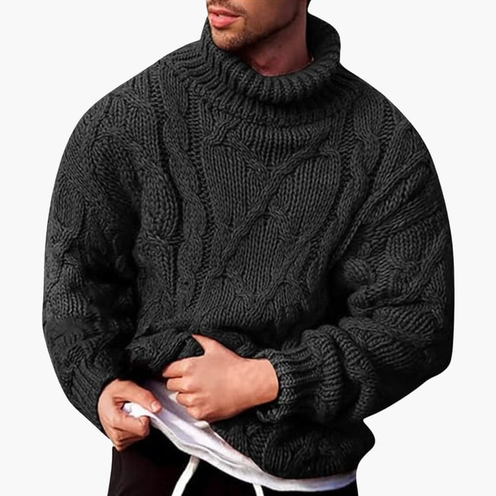 Warme gebreide heren coltrui, comfortabele pullover perfect voor winterse smart-casual outfits.