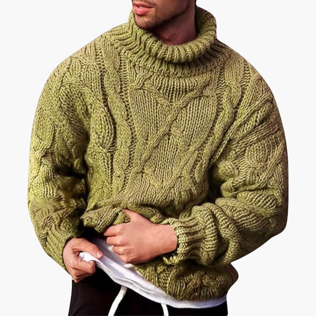 Stijlvolle heren gebreide pullover met elegant kabelpatroon, veelzijdig voor casual en smart-casual dragen.
