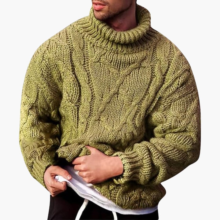 Stijlvolle heren gebreide pullover met elegant kabelpatroon, veelzijdig voor casual en smart-casual dragen.