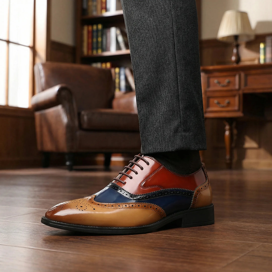 Bruine Hayden wingtip brogues herenschoenen met glansafwerking, ideaal voor een formele of zakelijke look.