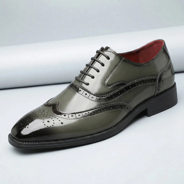 Elegante klassieke Hayden wingtip brogue herenschoenen in bruin, formeel en tijdloos voor een geraffineerde look.