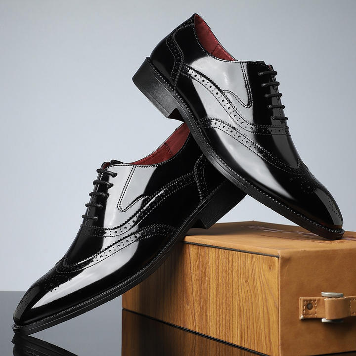 Hayden model heren wingtip brogues, klassieke glanzende veterschoenen, verkrijgbaar in diverse kleuren.