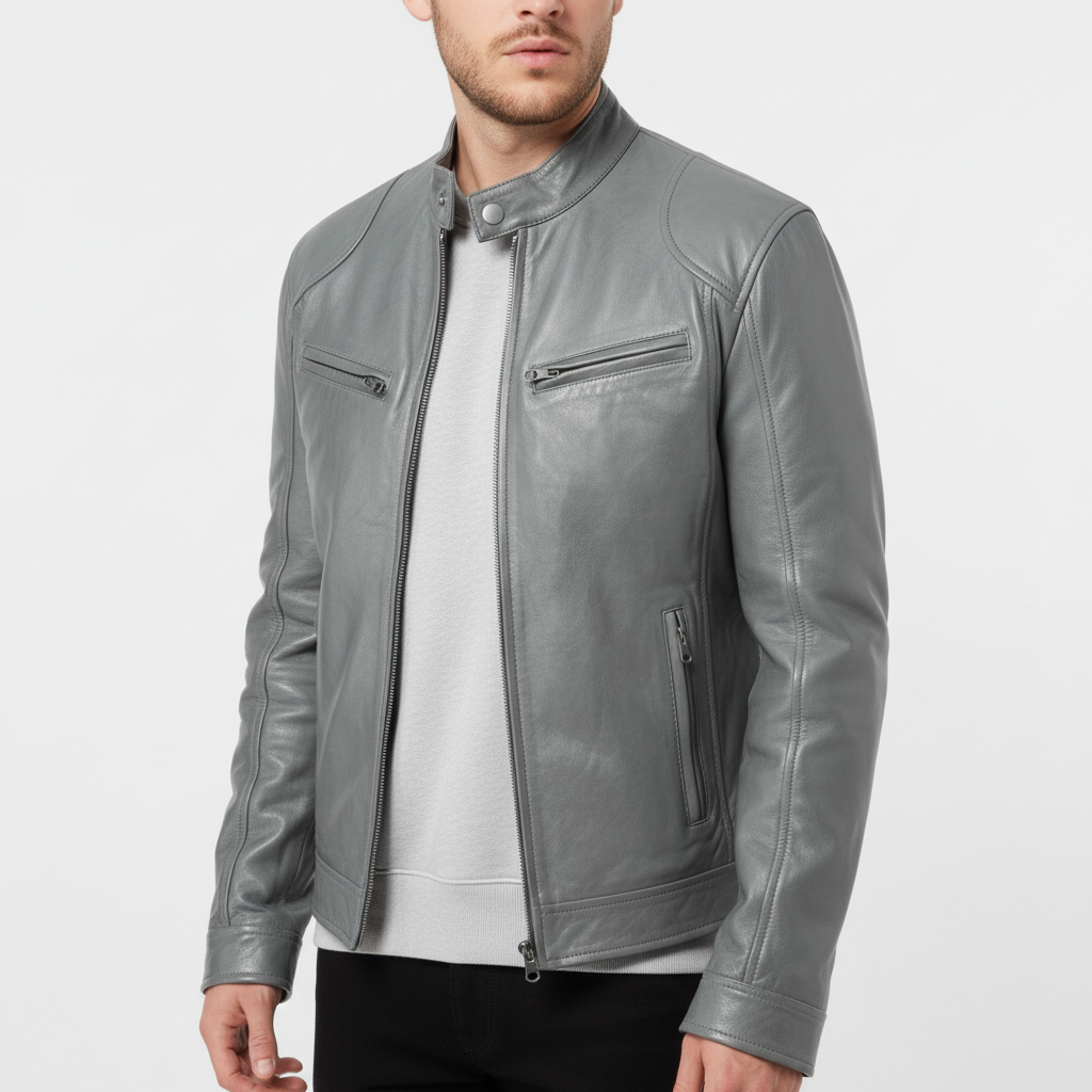Veelzijdige leren heren spencer jas, slank model, geschikt voor diverse gelegenheden. Casual, stijlvol en comfortabel.