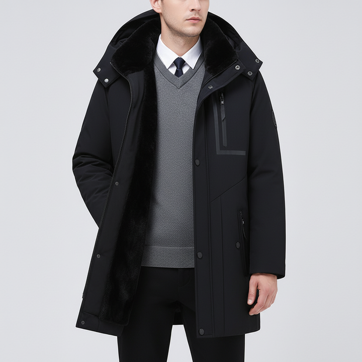 Klassiek design herenparka Lawrence met afneembare capuchon; een veelzijdige winterjas voor herenkleding.
