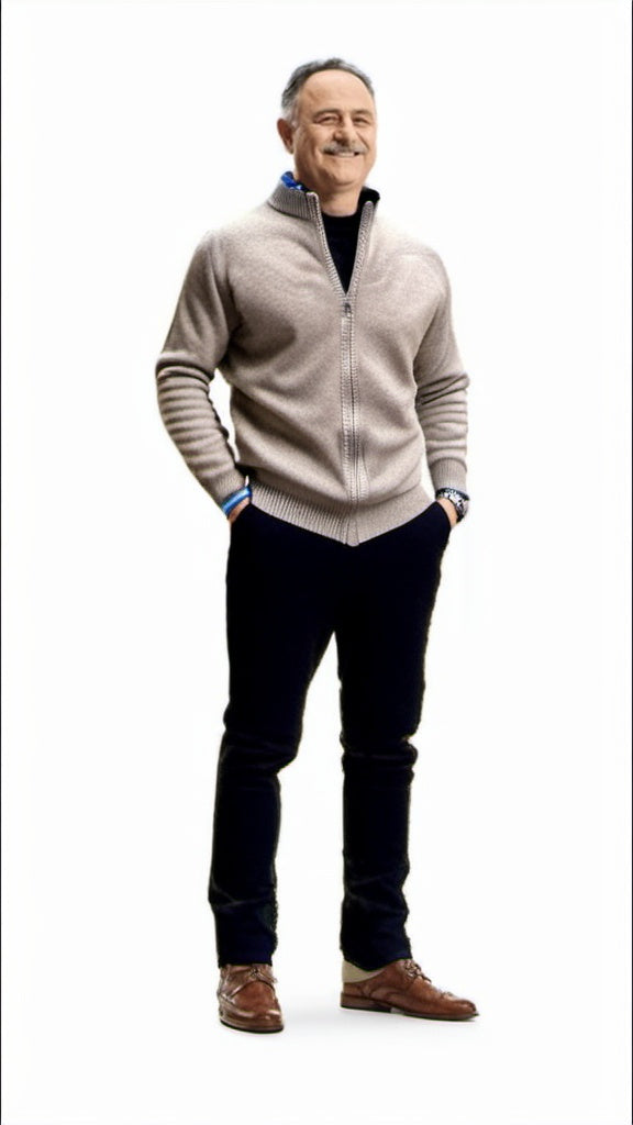 Zacht gebreid herenvest, regular fit, met volledige ritssluiting voor optimaal comfort.