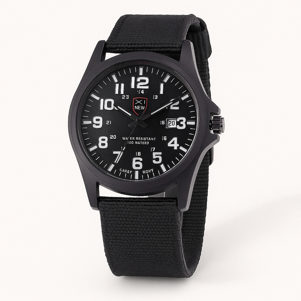 Tactisch outdoor herenhorloge, ideaal voor avontuur en sport. Robuust en waterbestendig design met siliconen band.