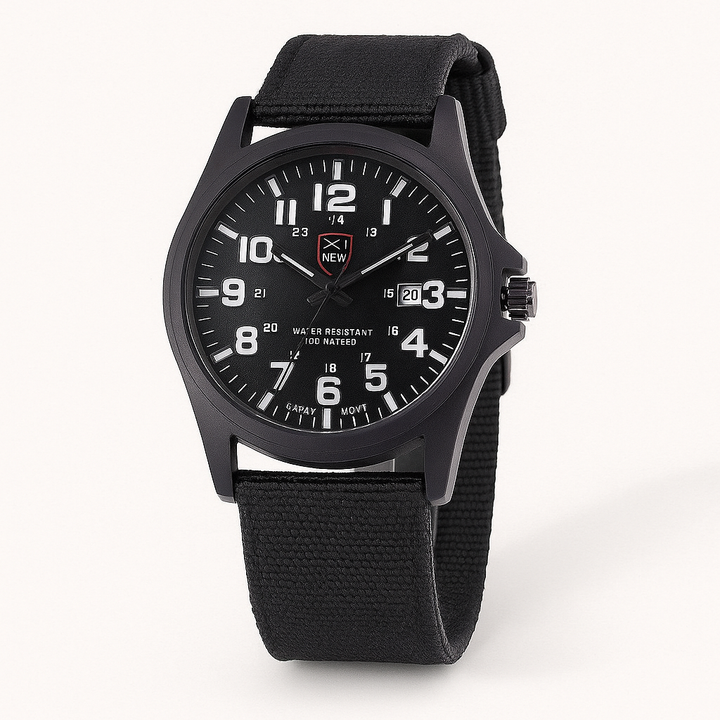 Tactisch outdoor herenhorloge, ideaal voor avontuur en sport. Robuust en waterbestendig design met siliconen band.