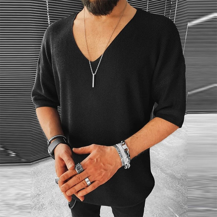 Stijlvolle heren casual V-hals trui in wit; perfect als comfortabele top voor dagelijks gebruik.