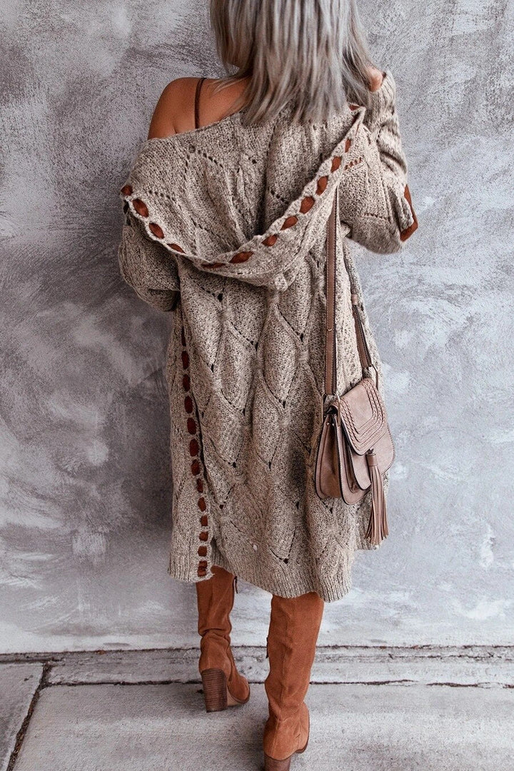 Veelzijdig dames cardigan met capuchon, comfortabel en stijlvol voor dagelijks gebruik.