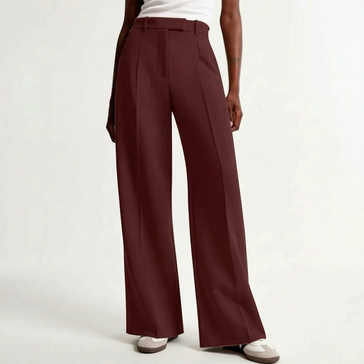Elegante en comfortabele dames wijde pijp broek met hoge taille. Essentieel item in elke damesmode collectie.