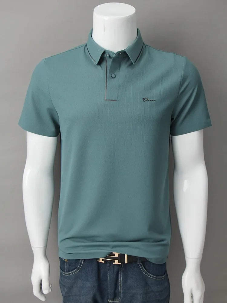 Herenpolo Elijah, stijlvol poloshirt met korte mouwen en luxe diamant accenten voor een elegante look.