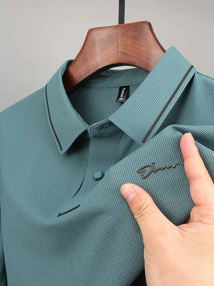 Elegante herenpolo Elijah, een must-have poloshirt met luxe details voor de moderne man.