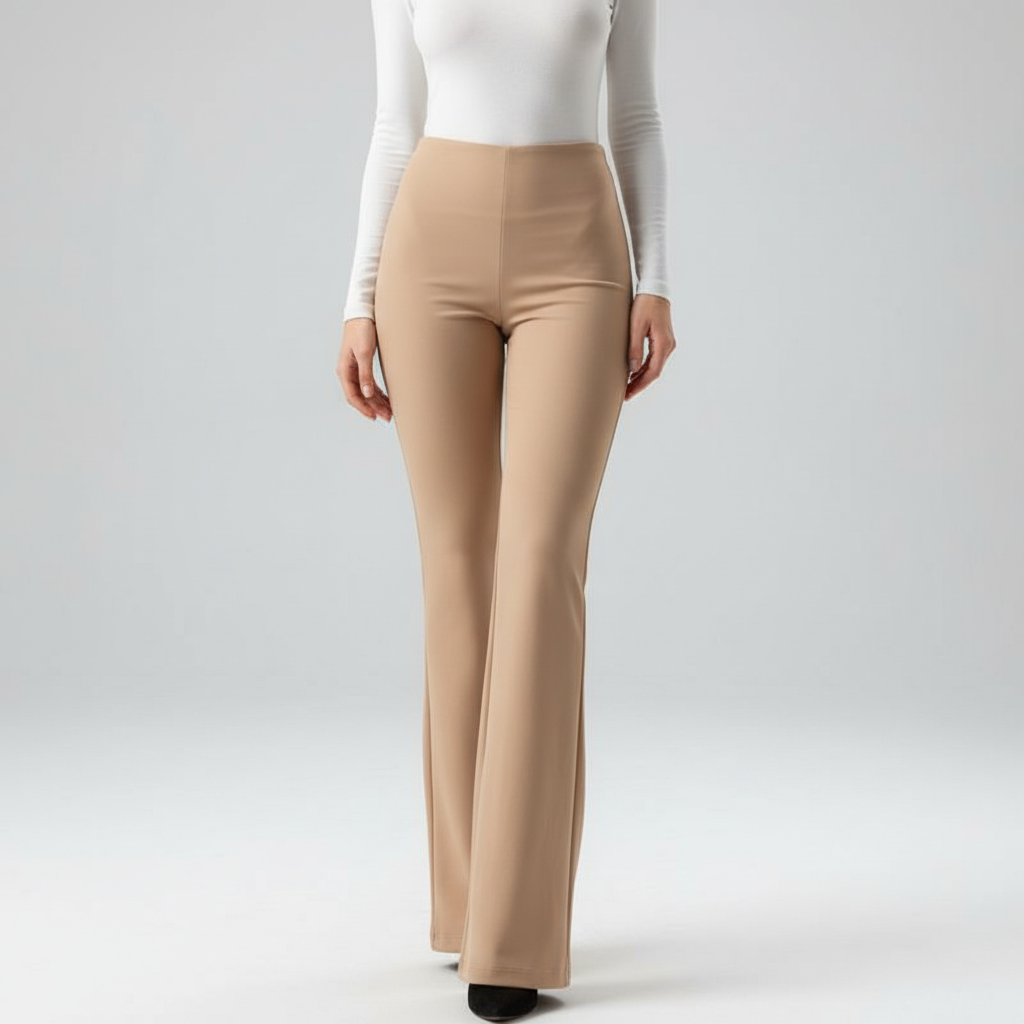 Comfortabele flared broek voor vrouwen met hoge taille en wijde pijpen, stijlvol en trendy.