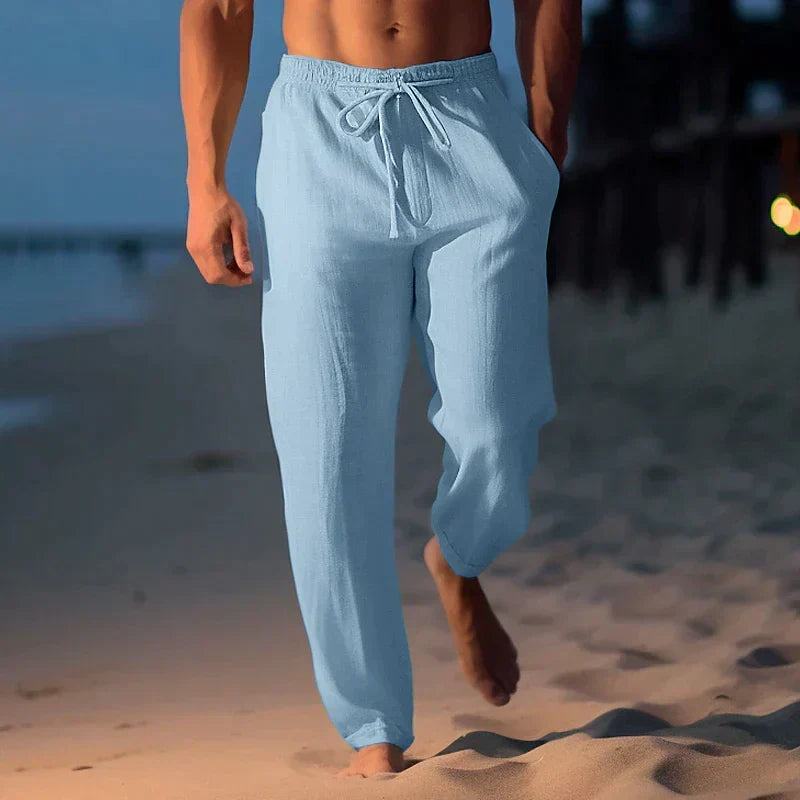 Comfortabele heren linnen broek, perfecte ademende herenkleding voor warme zomerdagen en casual outfits.