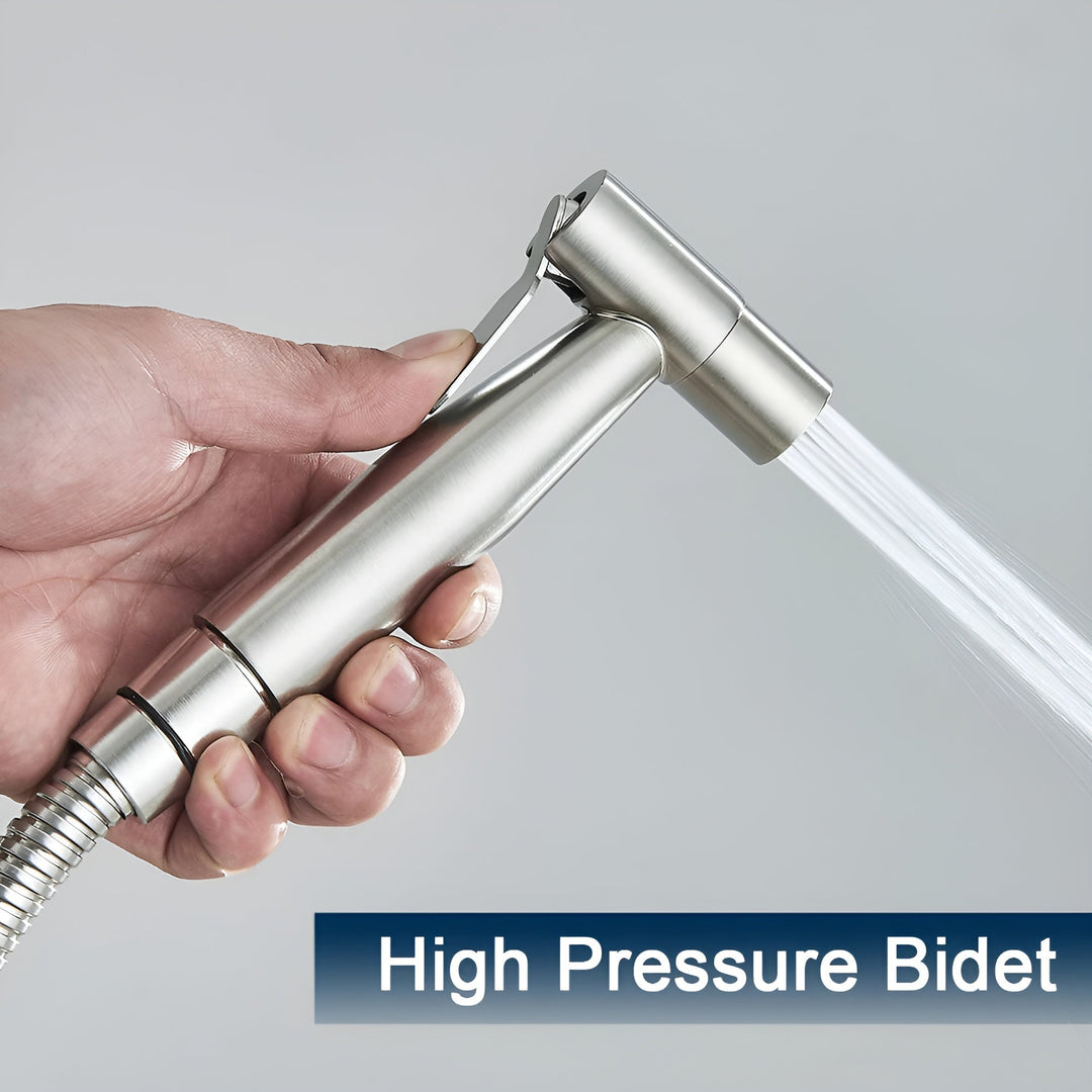 Stijlvolle AquaGleam roestvrijstalen bidet sproeikop, duurzaam en hygiënisch voor uw toilet en badkamercomfort.