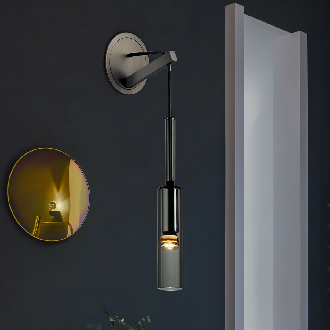 Orvane wandlamp met rookglas, veelzijdige minimalistische designlamp voor woonkamer, slaapkamer of hal.