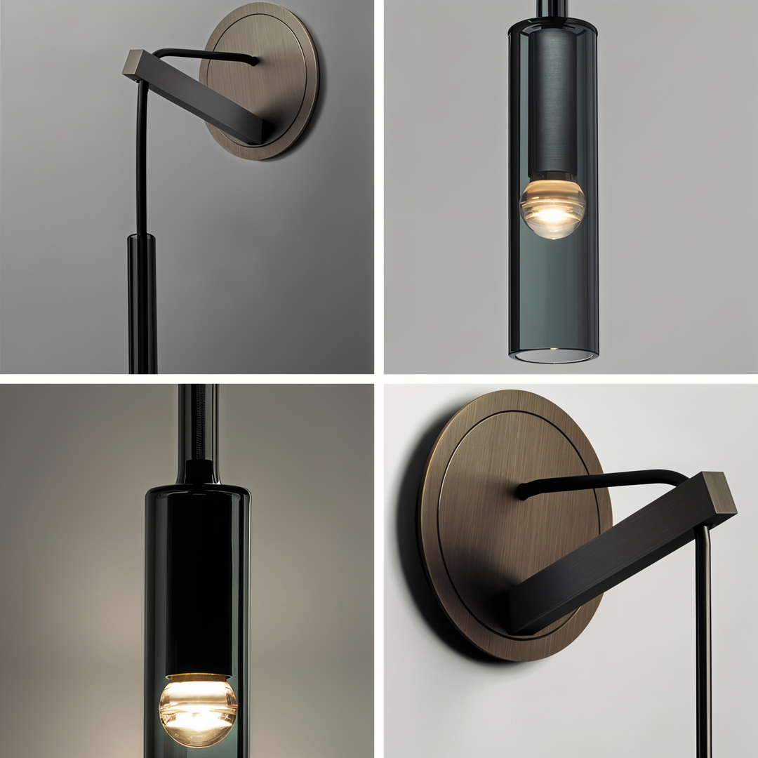 Orvane wandlamp, minimalistisch rookglas voor warme sfeerverlichting, creëert gezellige ambiance.
