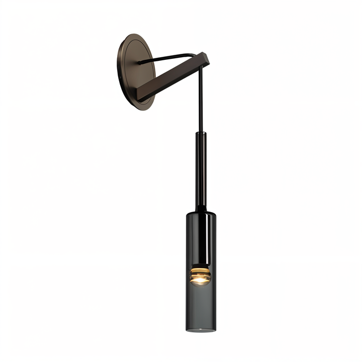 Orvane Minimalistische Wandlamp: rookglas en metaal in strak design, voor moderne led verlichting.