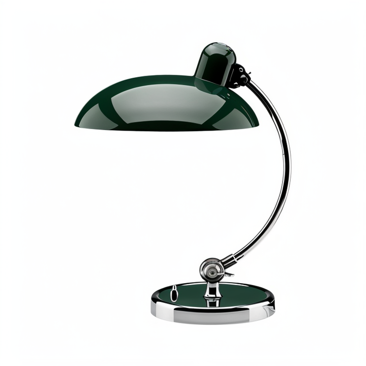 Zwarte verstelbare ijzeren bureaulamp, retro design, functionele leeslamp en woondecoratie.
