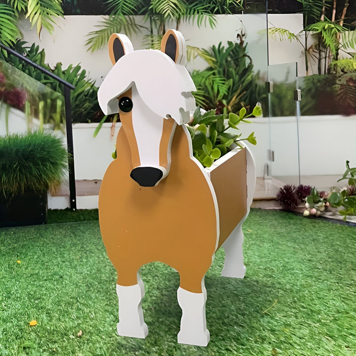 Set schattige dieren plantenbakken: koe, vos, geit, paard, varken. Voor tuin en kamerdecoratie.