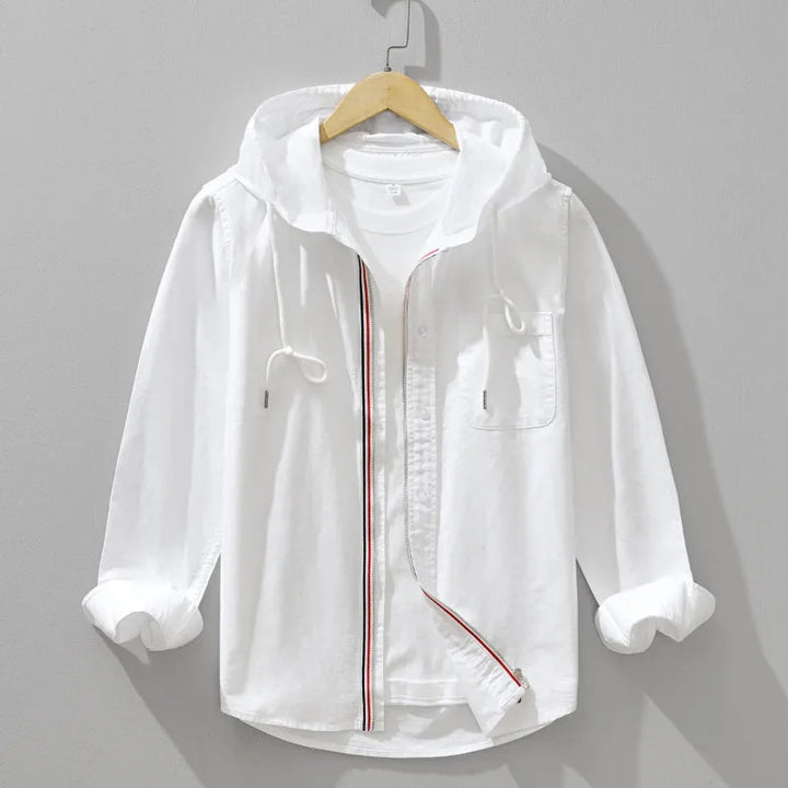 Comfortabele unisex linnen vest met capuchon en borstzak. Ideale casual kleding voor lente en zomer.