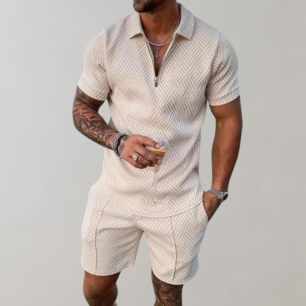 Complete heren comfortabele kledingset, luchtig en ademend, ideaal voor zomerse dagen en herfstavonden.