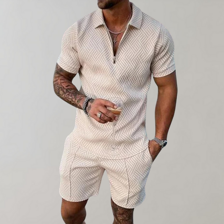 Complete heren comfortabele kledingset, luchtig en ademend, ideaal voor zomerse dagen en herfstavonden.
