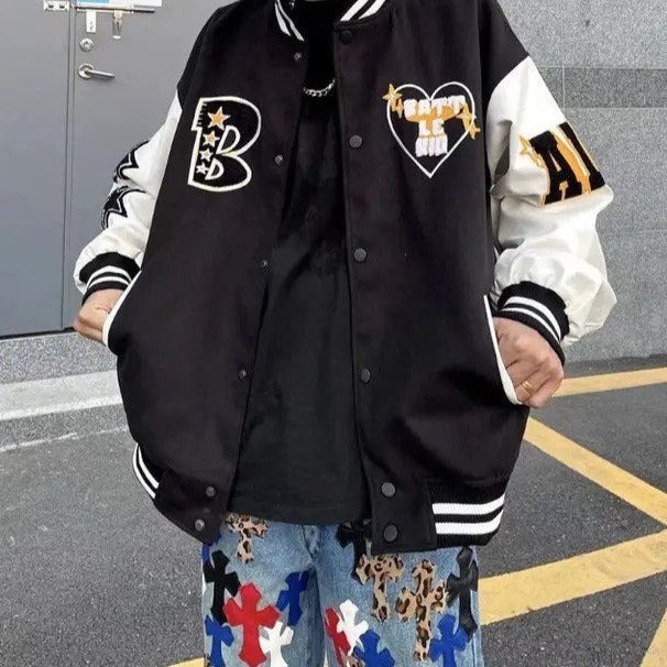 Modern heren Amerikaans baseball jack, stoere casual bovenkleding met warmte en stijl.