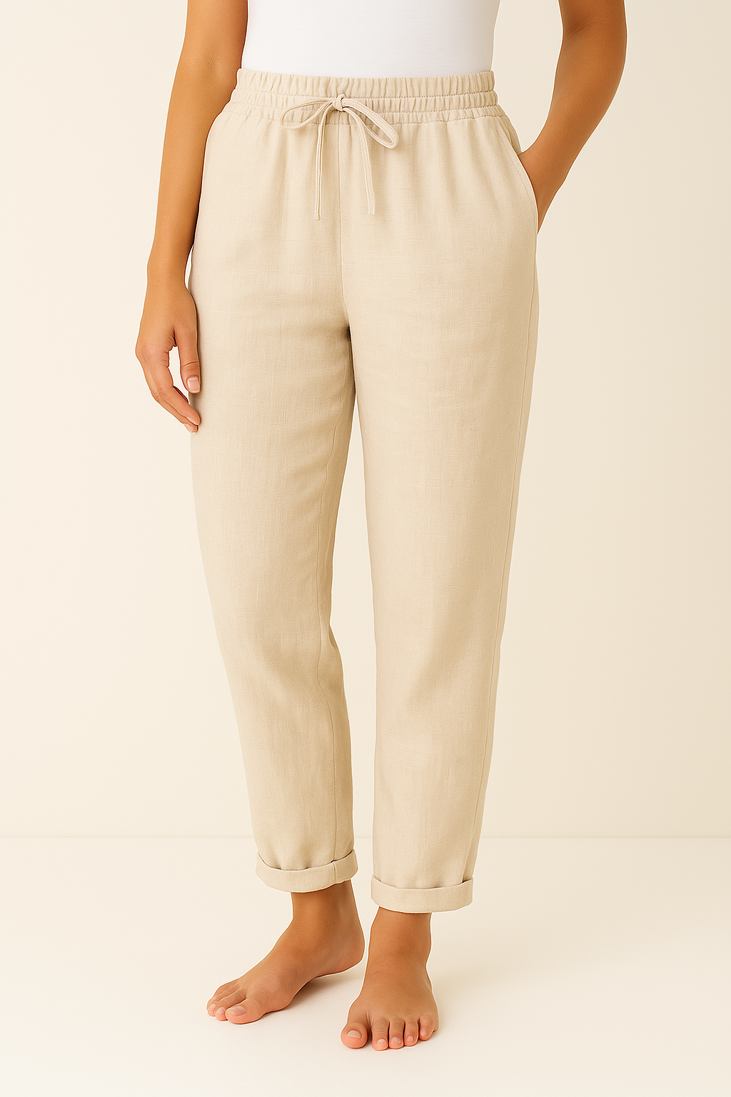 Luchtige en stijlvolle Hoymans dames zomerbroek, comfortabel dankzij de linnenblend.