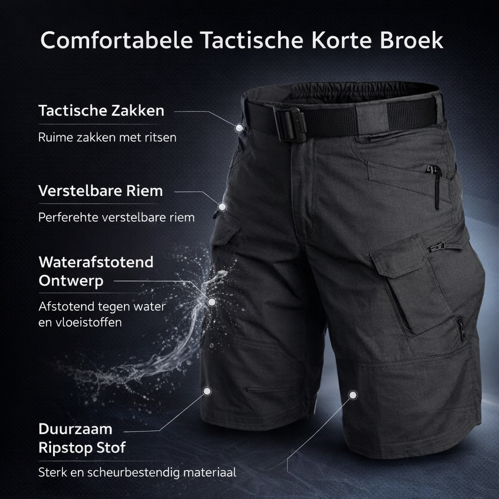 Functionele heren korte cargo broek, ideaal voor outdoor activiteiten, wandelen of casual gebruik.