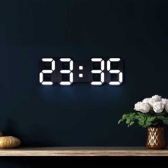 Dimbare digitale klok met LED verlichting, ideaal voor woonkamer of slaapkamer.