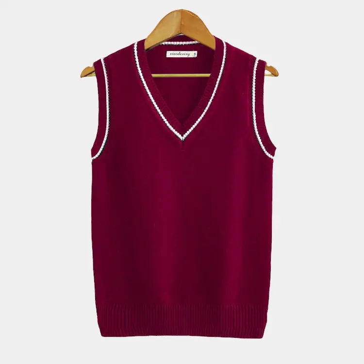 Sportief dames sweater vest met V-hals, perfect voor laagjes. Comfortabele mouwloze pasvorm.