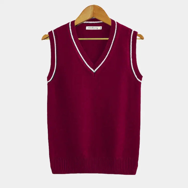 Sportief dames sweater vest met V-hals, perfect voor laagjes. Comfortabele mouwloze pasvorm.