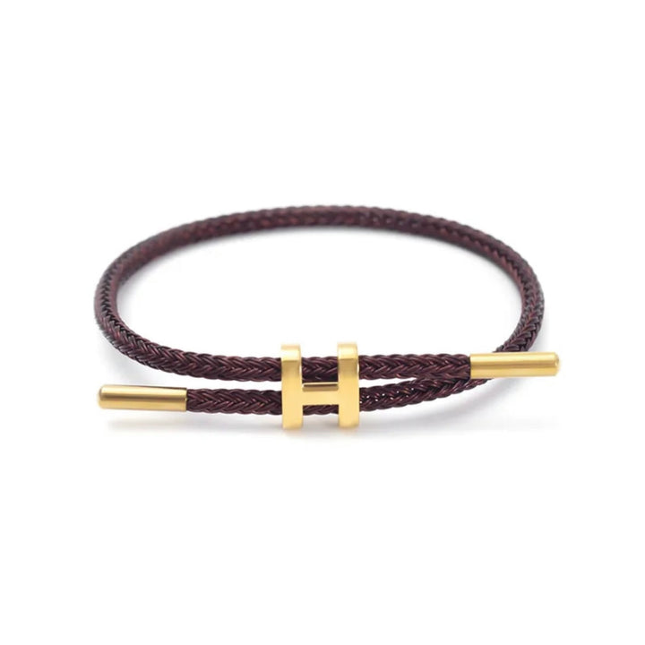 Chique touw armband met gevlochten structuur en veilige H-sluiting, ideaal als unisex sieraad.