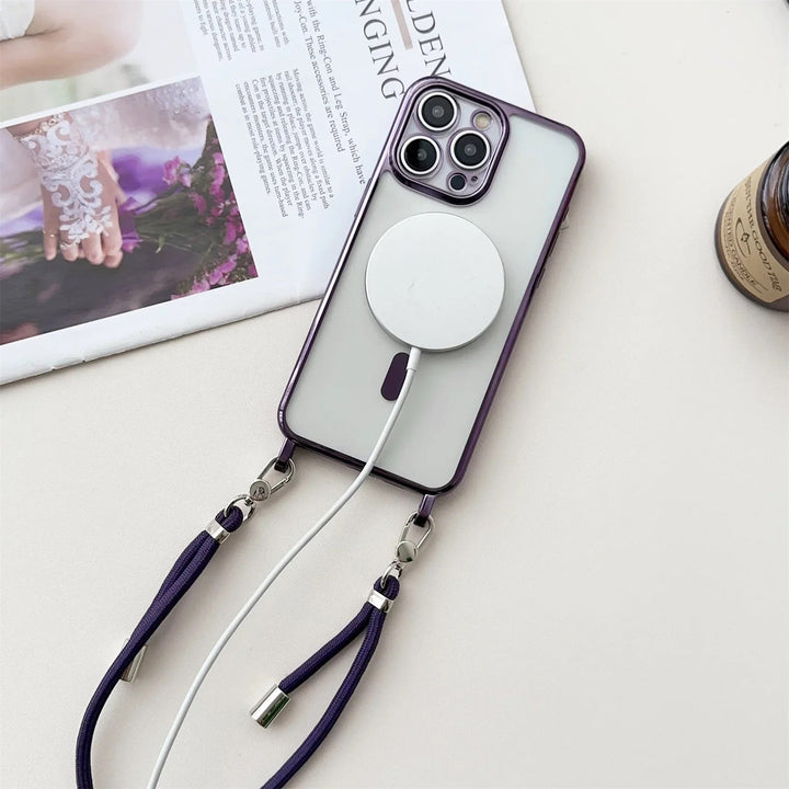 Veelzijdige MagSafe schouderhoes voor iPhone, Halo design met verstelbare draagriem. Ultieme telefoonaccessoire.