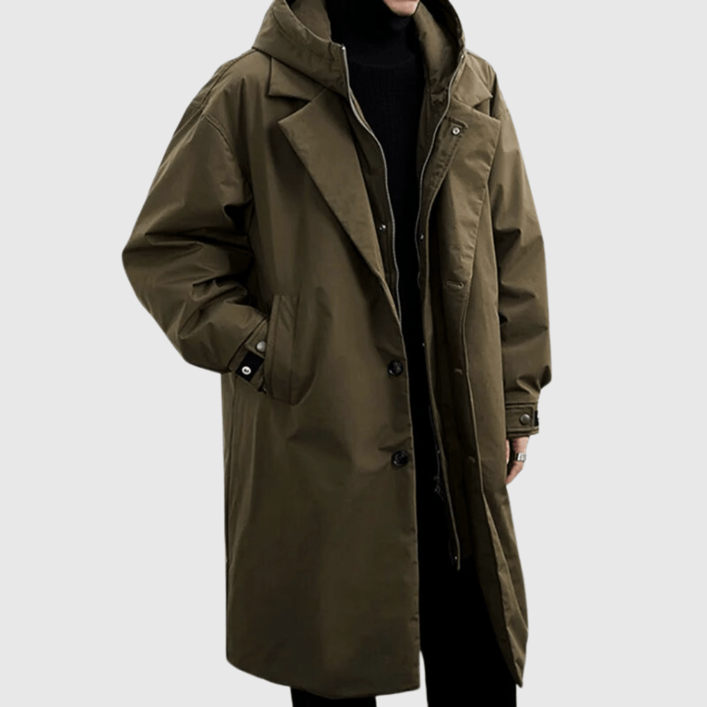 Heren waterdichte groene regenjas, winddicht en ademend, ideaal voor outdoor herenkleding.