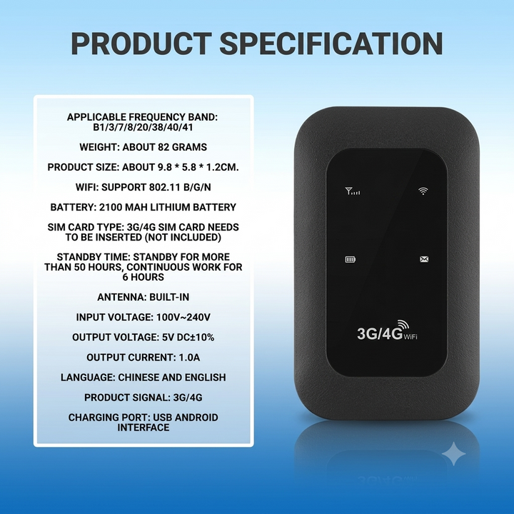 Draagbare 4G LTE wifi router die meerdere apparaten verbindt, snel en stabiel draadloos internet.