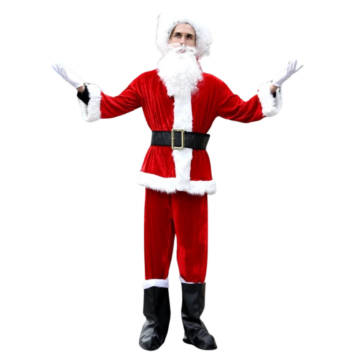 Heren Kerstman kostuum cosplay kit, complete set voor kerstfeesten en december evenementen.