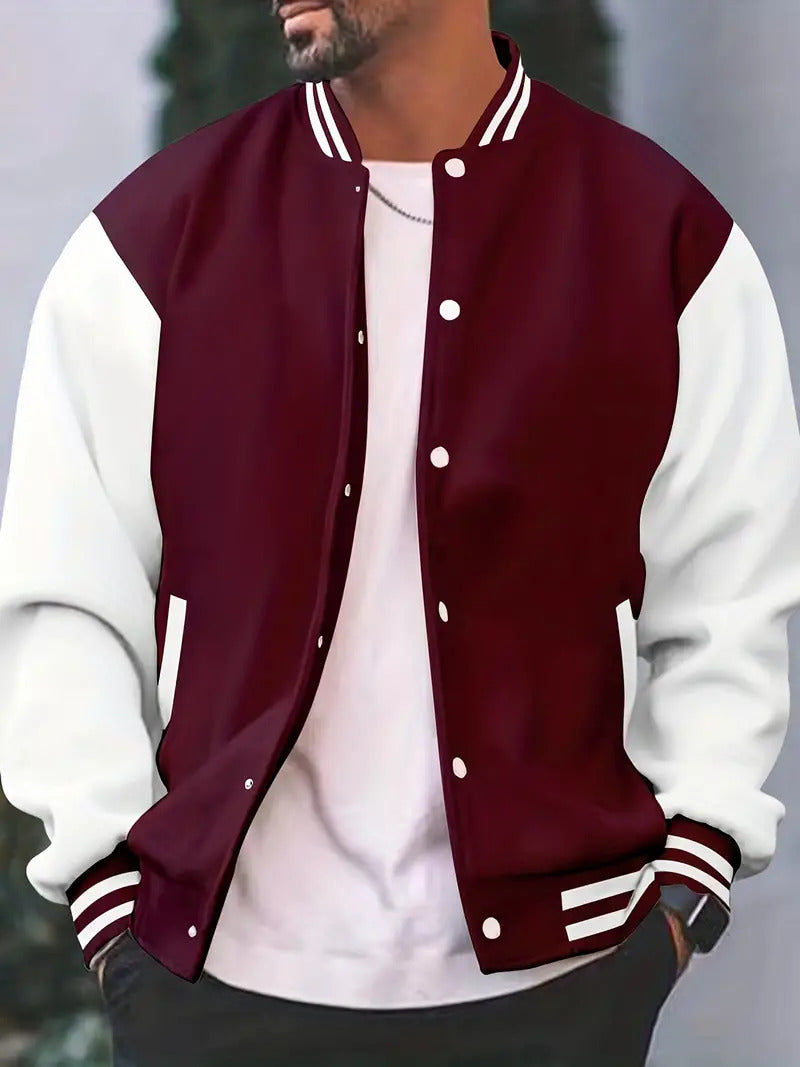 Hoymans heren jas: comfortabel polyester baseballjack in bomberstijl. Perfect voor casual herfstmode.