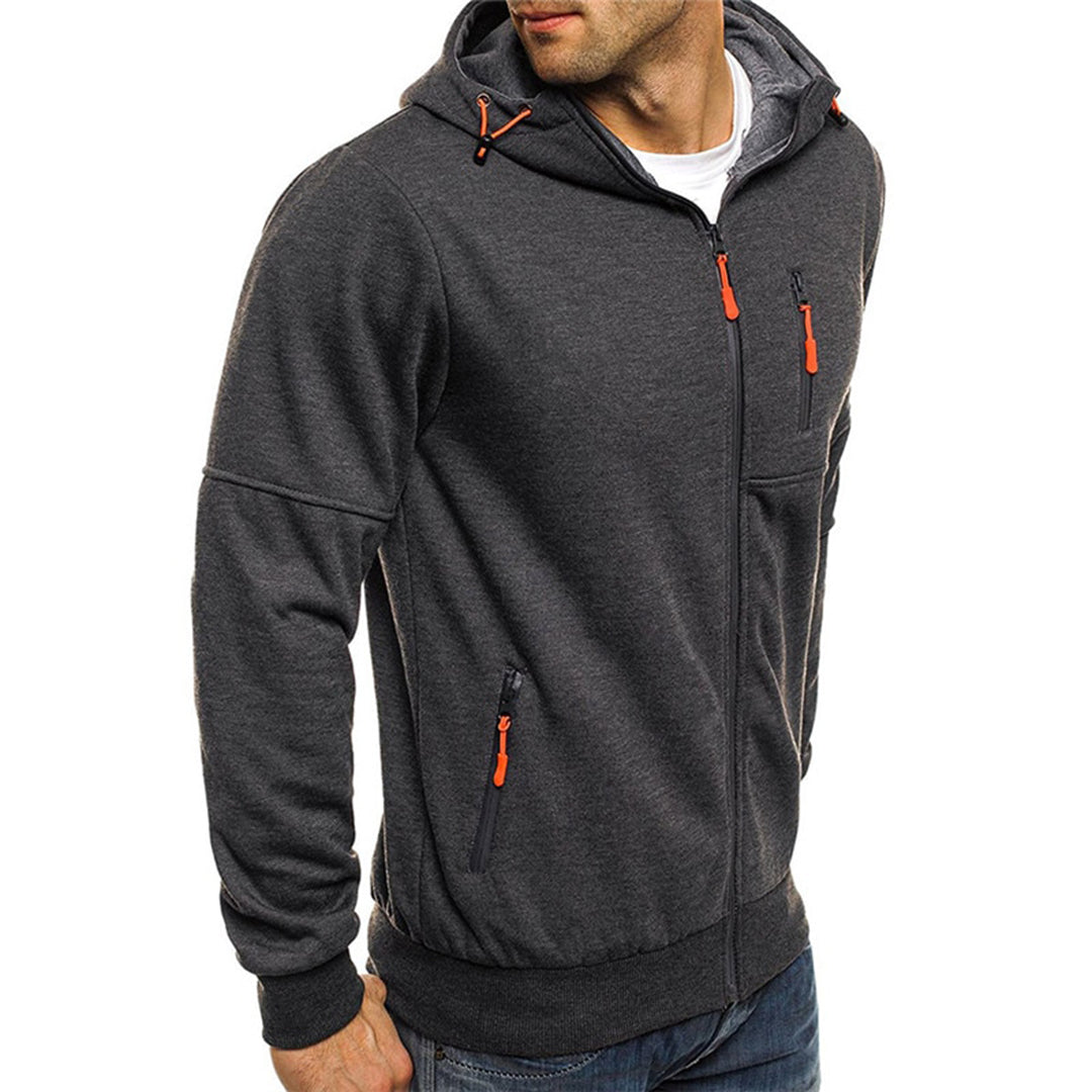 Sportief heren fleece vest met capuchon, warme tussenjas voor outdoor avonturen en winterkleding.