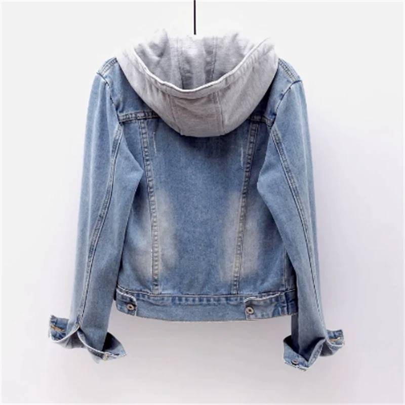 Comfortabele dames spijkerjas met trendy capuchon. Deze casual denim jas is een must-have voor vrouwen, lente & herfst.