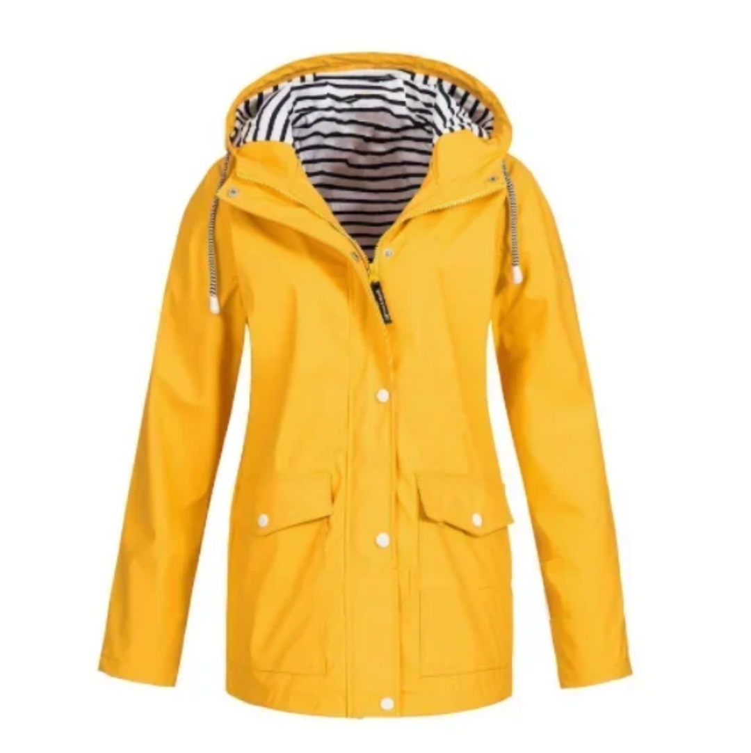 Dames waterdichte winddichte jas, perfect voor regenachtig weer. Stijlvol en comfortabel.