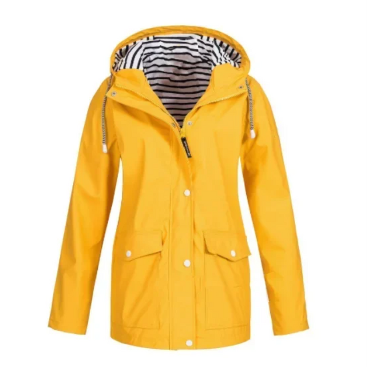 Dames waterdichte winddichte jas, perfect voor regenachtig weer. Stijlvol en comfortabel.