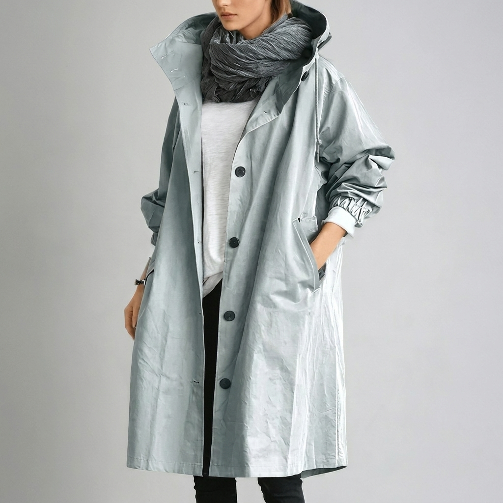 Comfortabele lichtgewicht damesjas met capuchon, waterdicht en stijlvol. Essentieel voor wintermode.