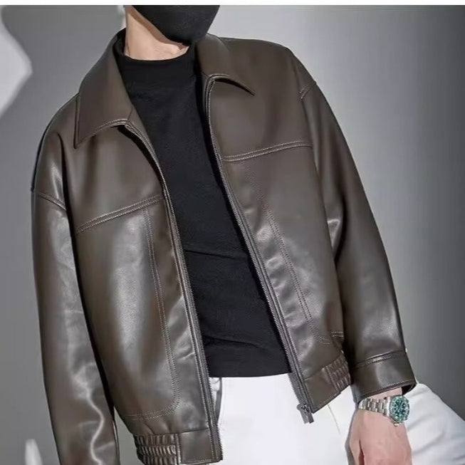 Oversized heren jas met stoere rechte kraag, perfect voor streetwear en casual lente/herfst look.