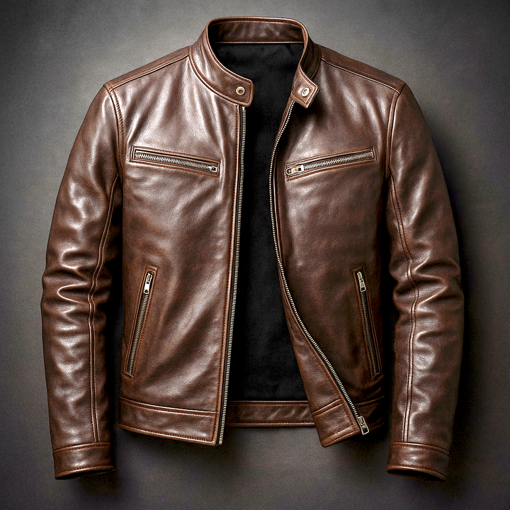 Stoere slim fit heren bikerjas in klassiek zwart, perfect voor een casual en modieuze urban look.