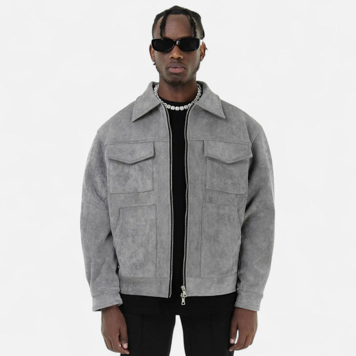 Voorjaar/najaar heren jas in veelzijdige utility stijl, essentiële mannen mode.