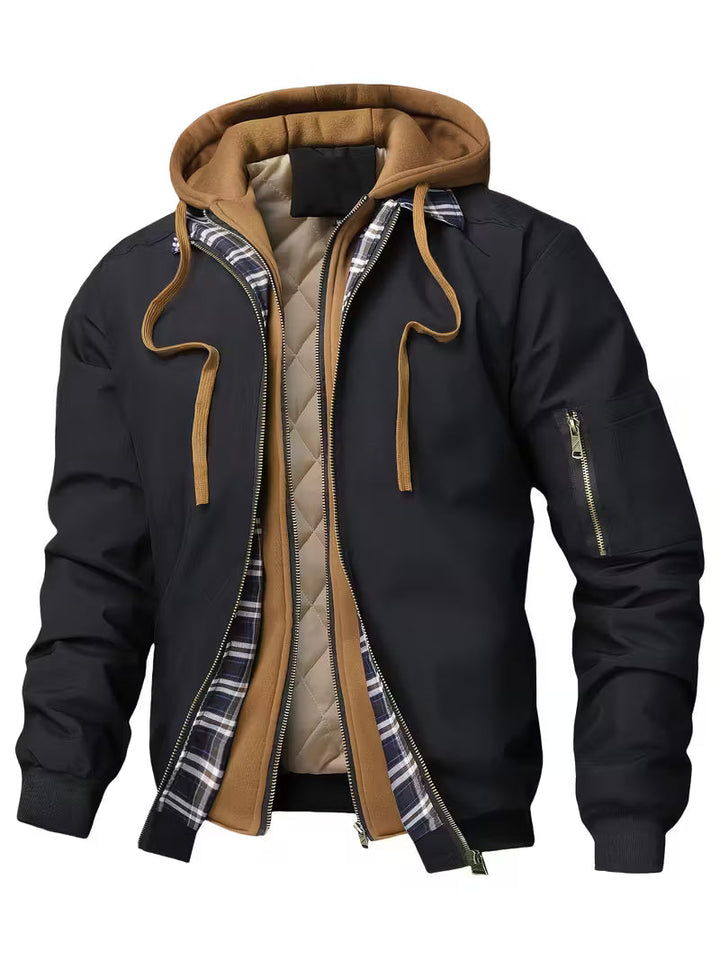 Heren parka met ruitpatroon en warme capuchon, perfect voor winter en herfst. Comfortabele casual jas.
