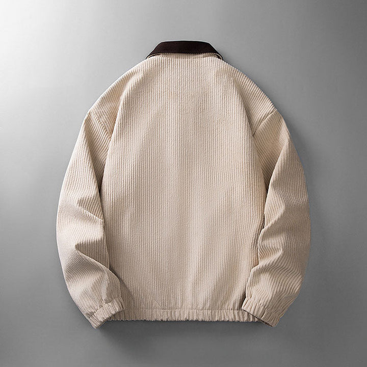 Robuuste herenjas, Harrington type, met opstaande kraag en ritssluiting, ideaal als bomber.
